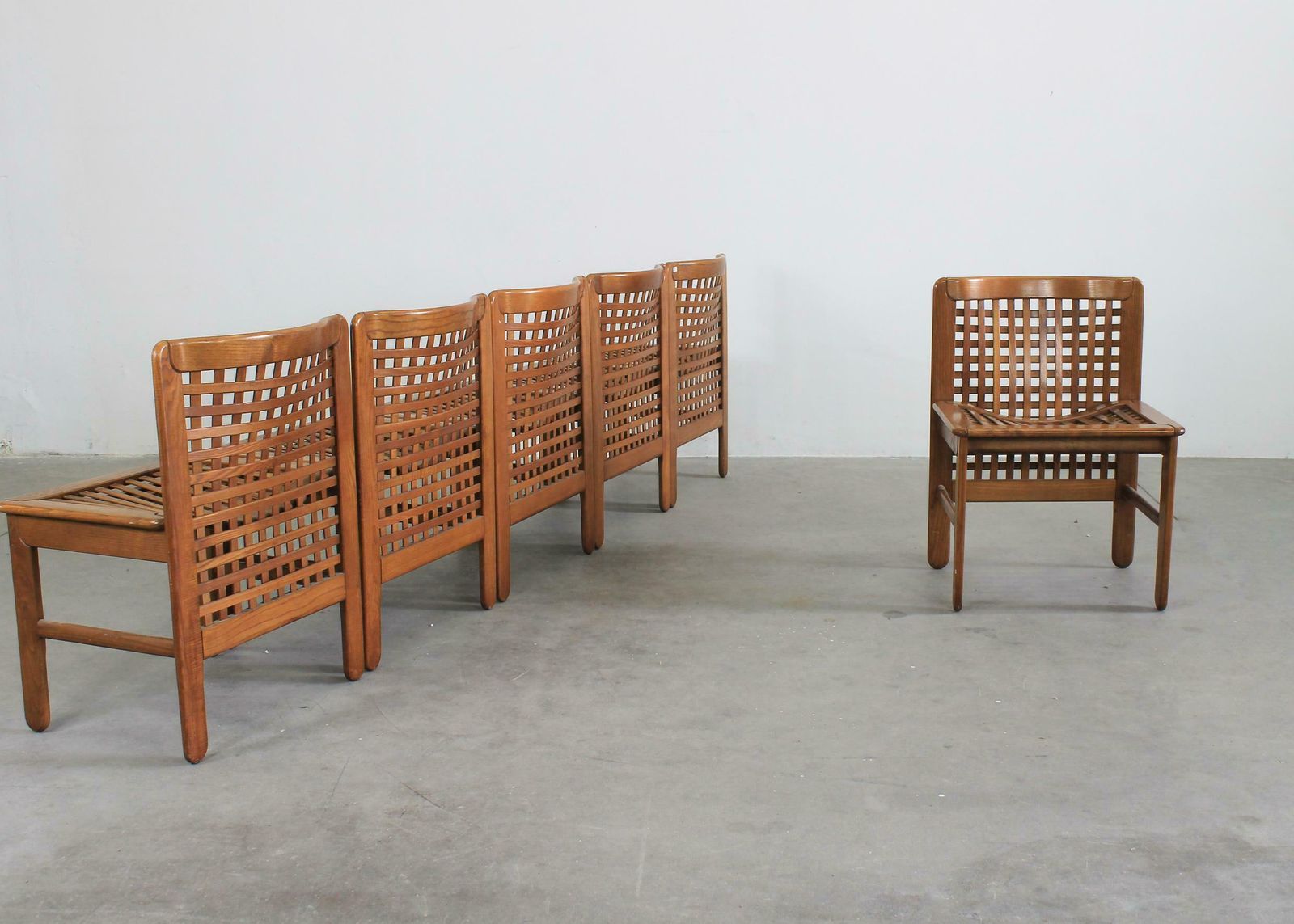 photo for sale Titina Ammannati & Giampiero Vitelli Six Transenna Chairs By Pozzi And Verga 70s