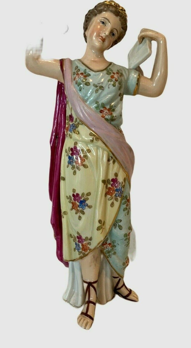 Polychrome Porcelain Group "Young Woman Draped" 20th Century