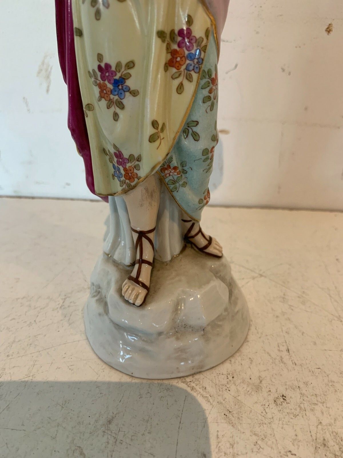 Polychrome Porcelain Group "Young Woman Draped" 20th Century photo Art