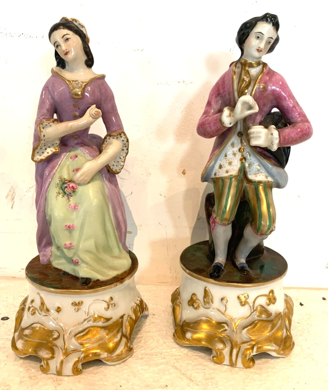 Pair Of Polychrome Porcelain Tulips 20th Century
