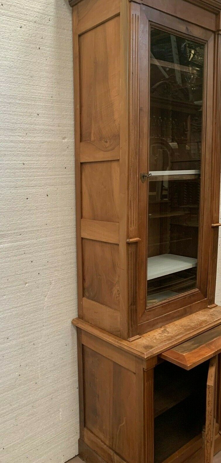 20th Century Solid Walnut Directory Style Two Body Display Case photo Furniture