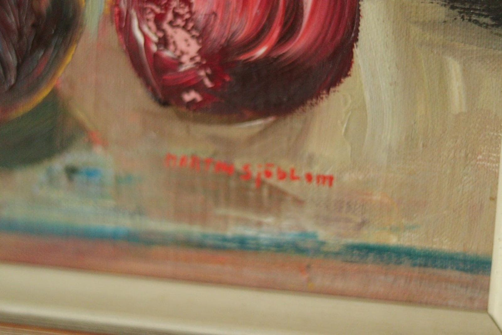 Original Swedish Oil On Panel – Still Life By Martin Sjöblom – Vintage & Framed, 52 X 50 Cm (20.5 X 19.7 In) photo vintage