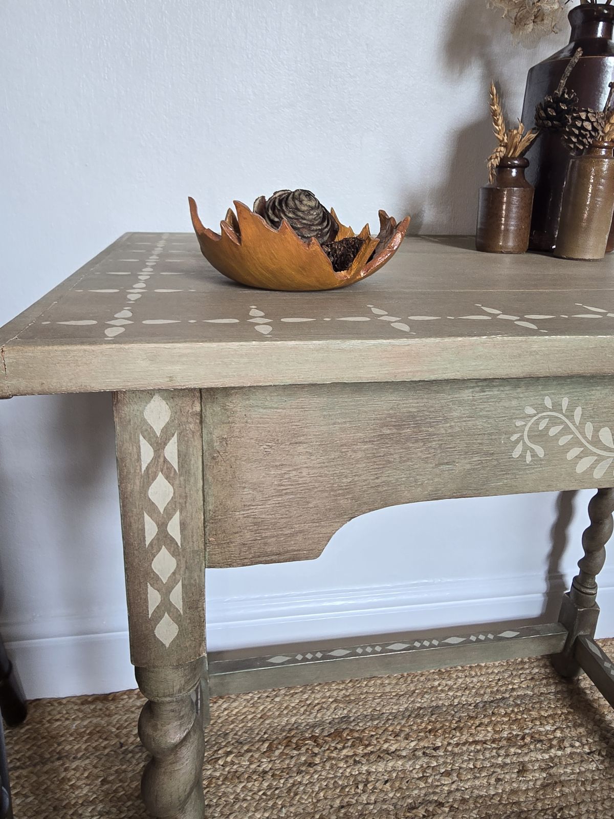 Rustic Hand Painted Barley Twist Table photo buy