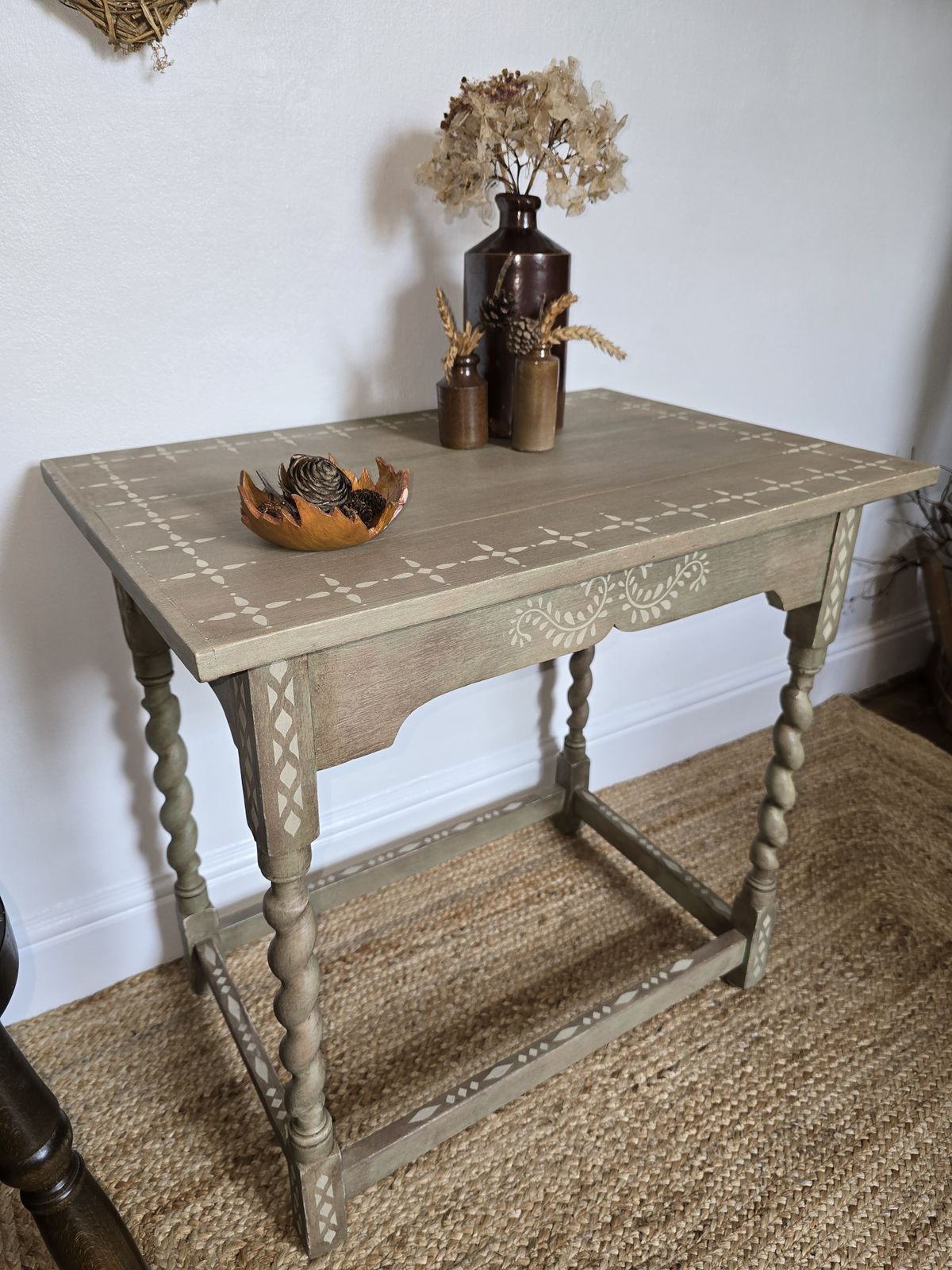 Rustic Hand Painted Barley Twist Table