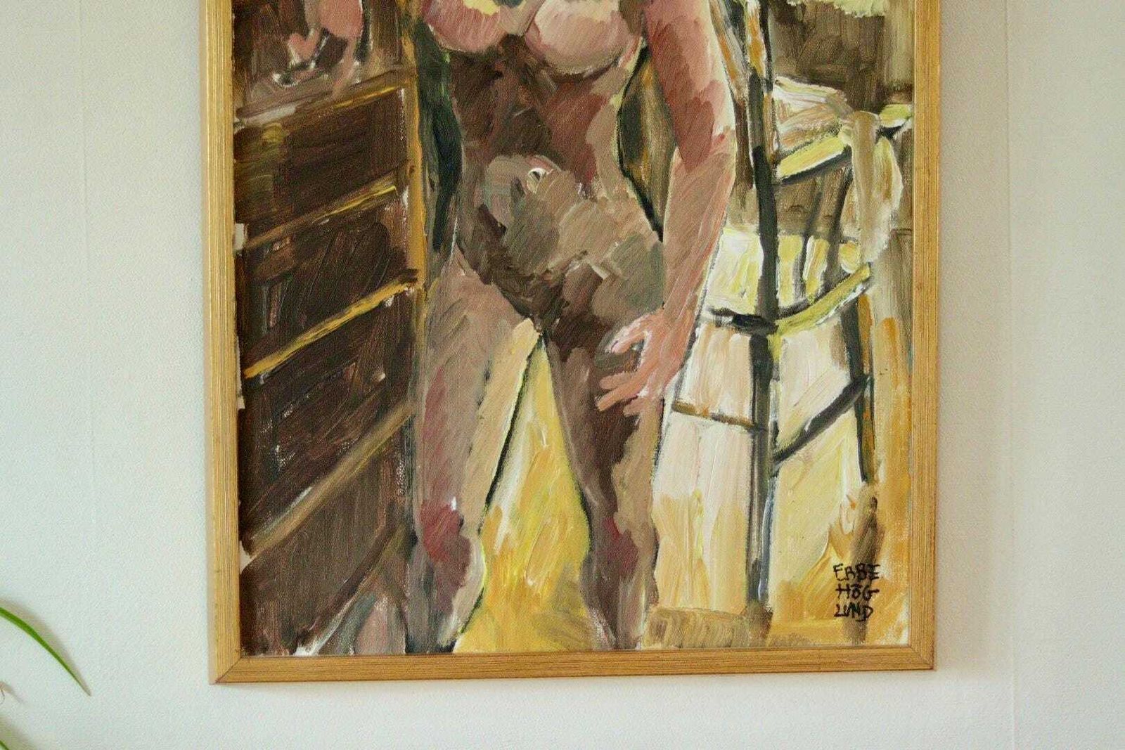 Original Swedish Oil On Canvas – “Woman’s Study” By Ebbe Höglund – Vintage & Framed, 64 X 43 Cm (25.2 X 16.9 In) photo for sale