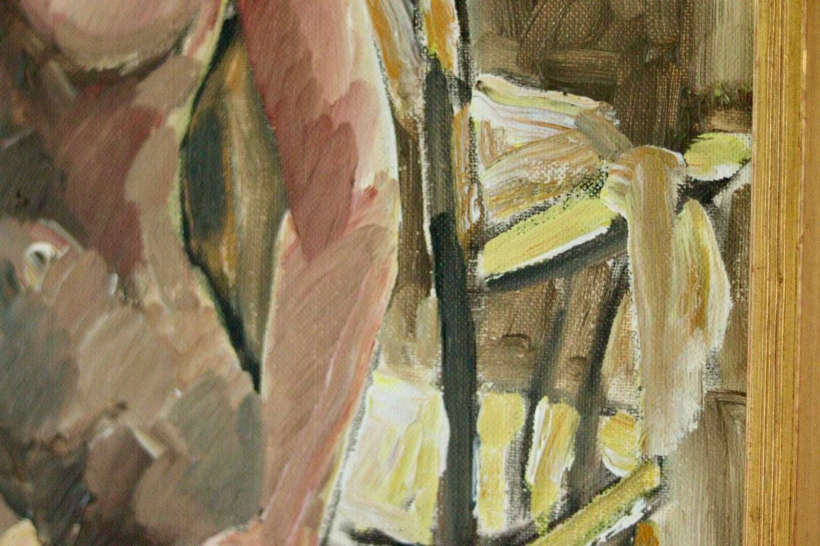 Original Swedish Oil On Canvas – “Woman’s Study” By Ebbe Höglund – Vintage & Framed, 64 X 43 Cm (25.2 X 16.9 In) photo buy