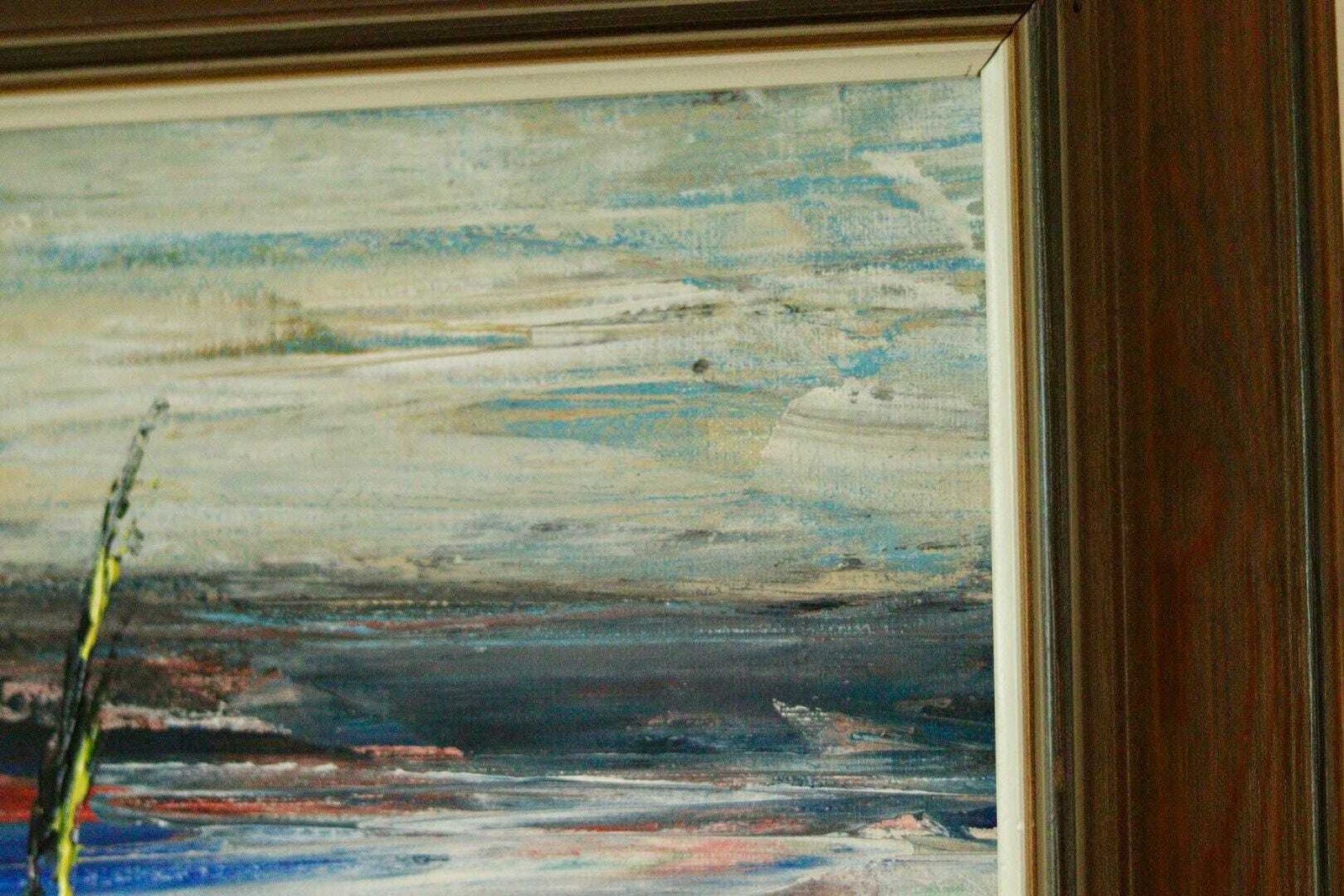Original Mid Century Swedish Oil On Canvas Painting "östersund" By Nils Nilsson – Vintage & Framed | 58 × 49 Cm / 22.8 × 19.3 In photo vintage