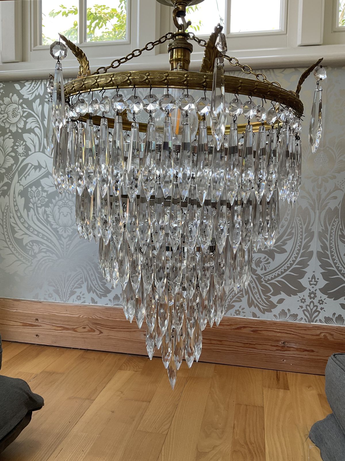 Art Deco Five Tier Crystal Glass Chandelier photo vinterior