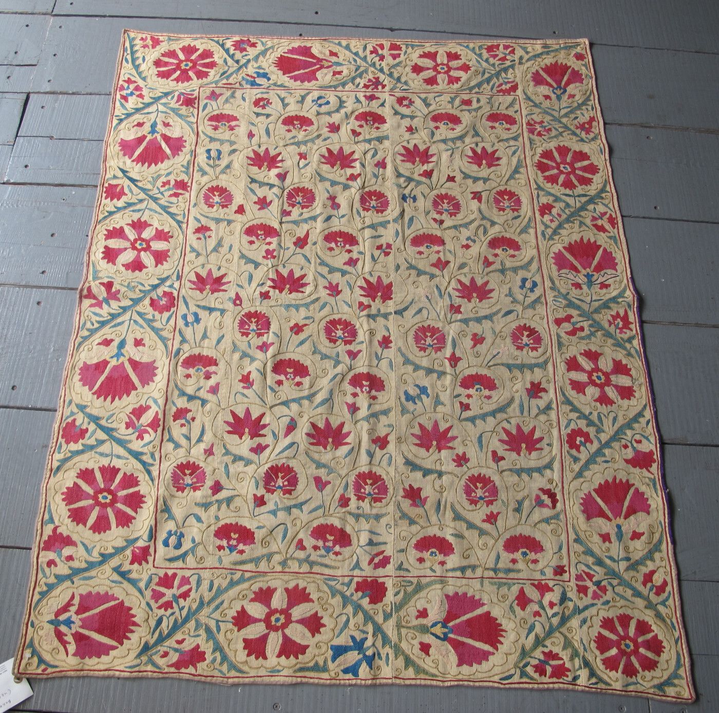 photo furniture Miniature Silk Embroidered Suzani, Uzbekistan, Circa 1850, 1.38m X 1.08m