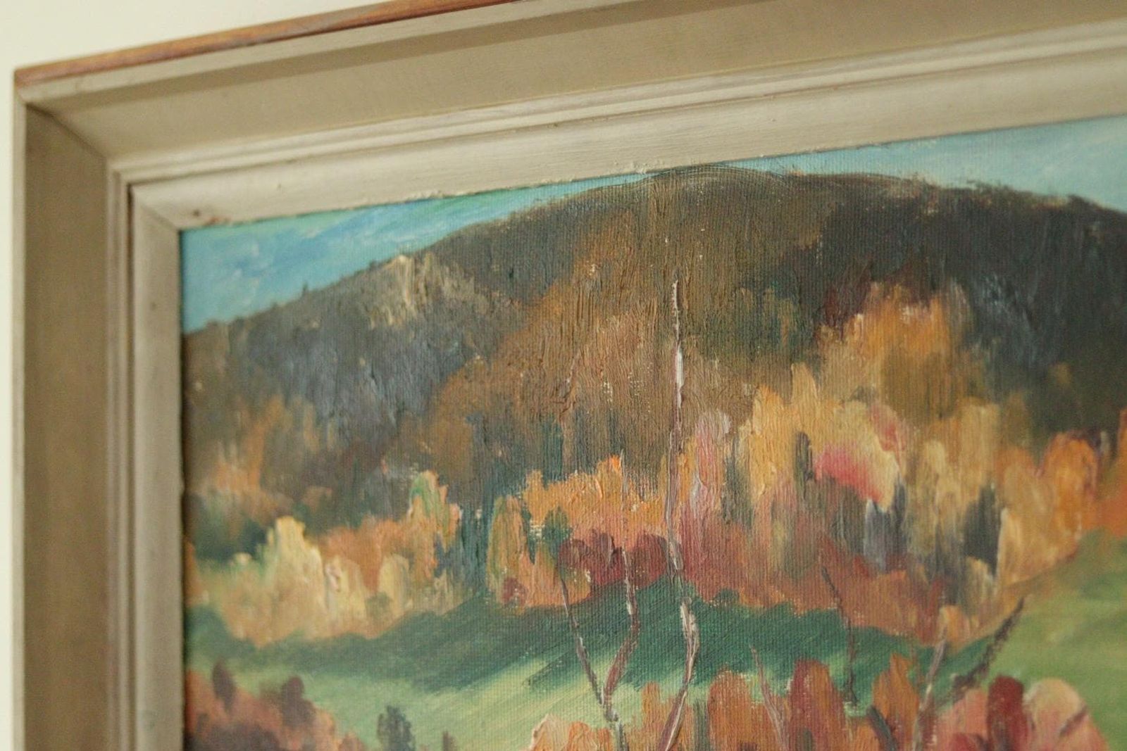Original Mid Century Swedish Oil On Canvas Painting "Autumn Day Järvsö" – Vintage & Framed | 73 × 62 Cm / 28.7 × 24.4 I photo buy