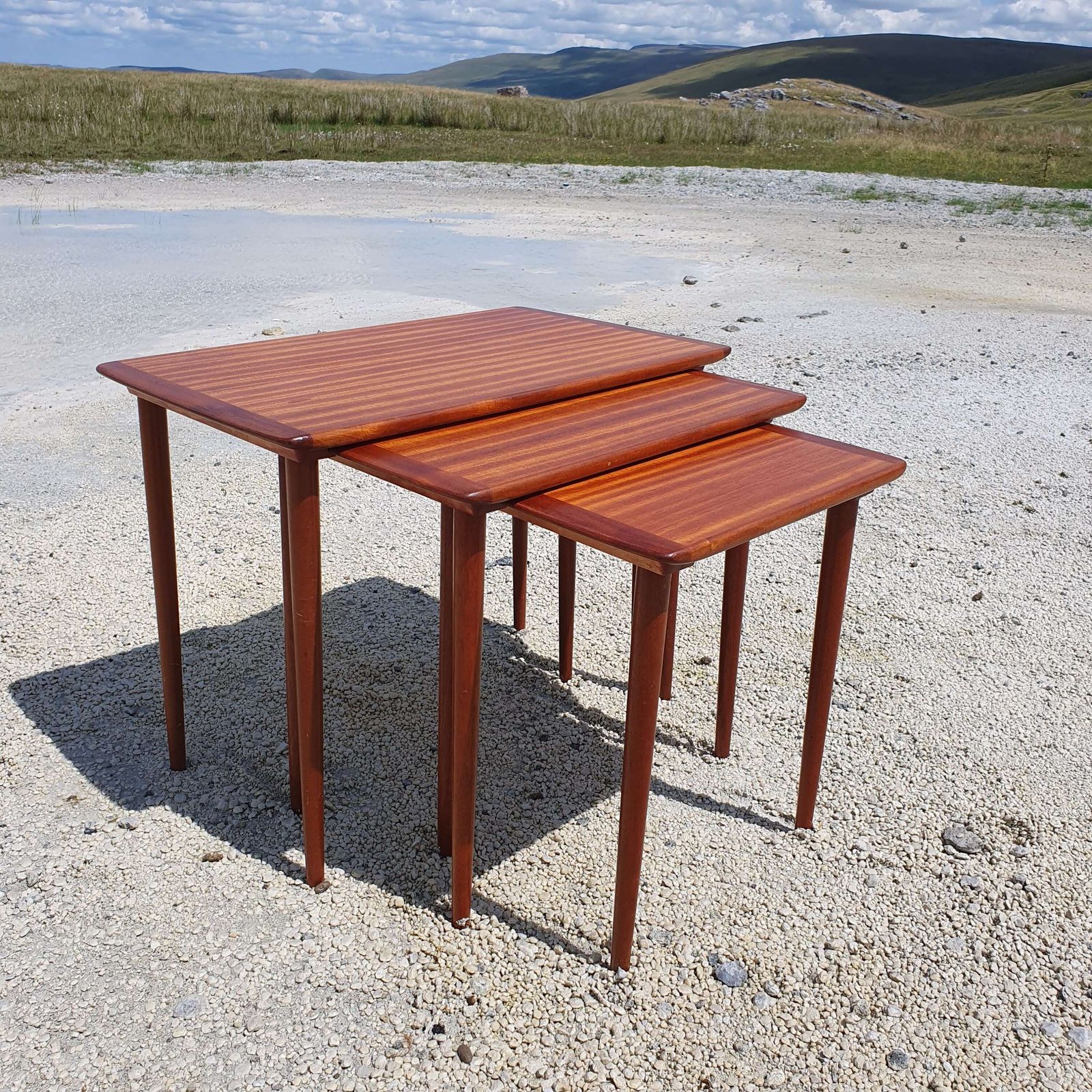 "Torpe Mobelfabrikk" Of Norway. A Teak Nest Of Three Tables. 1960s. photo Furniture