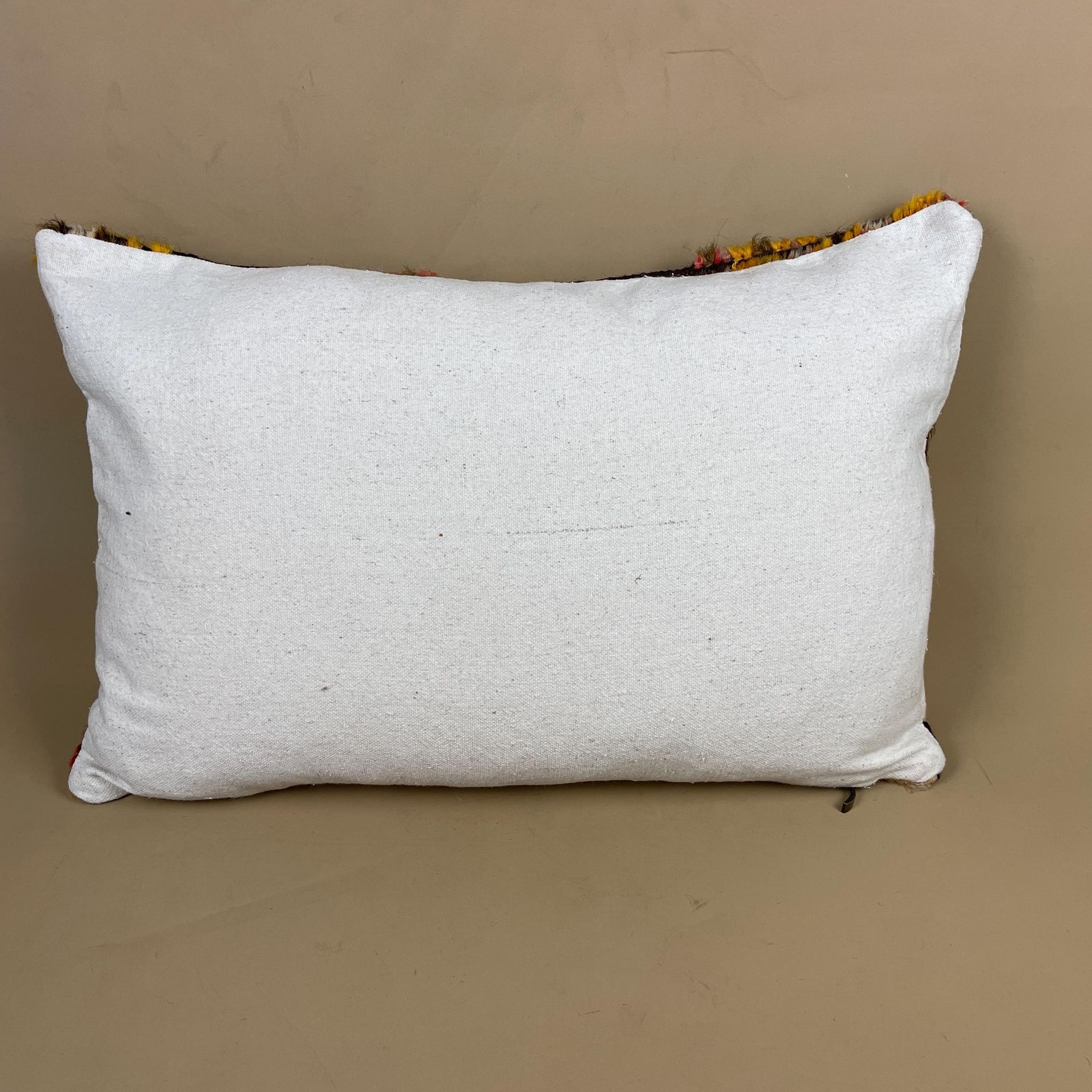 Moroccan Berber Kilim Blend Cushion Carpet Pillow Feather Handmade 55x35cm Beige Red Abstract Feather Filled Handwoven Traditional Rectangle photo vinterior