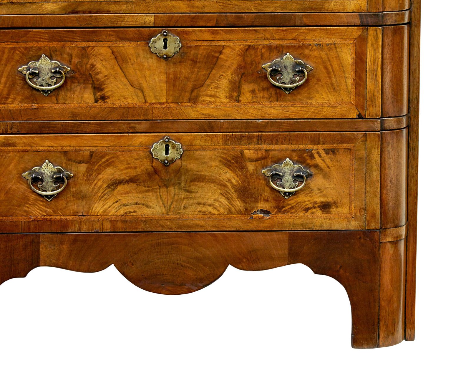 photo furniture Early 20th Century Walnut Queen Anne Inspired Chest Of Drawers