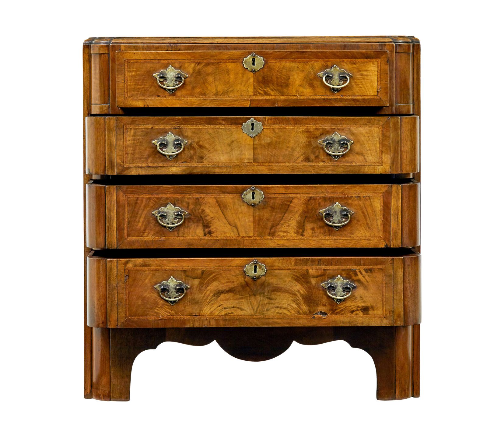 photo buy Early 20th Century Walnut Queen Anne Inspired Chest Of Drawers