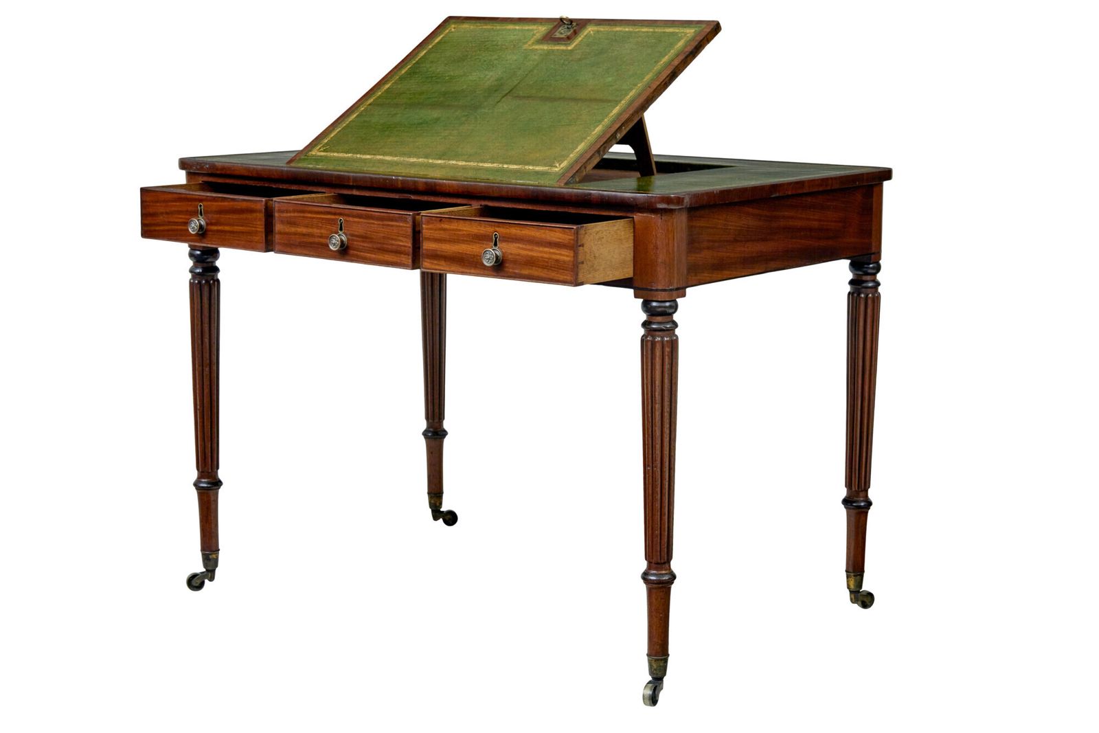 Furniture 19th Century Late Georgian Mahogany And Leather Architects Desk photo
