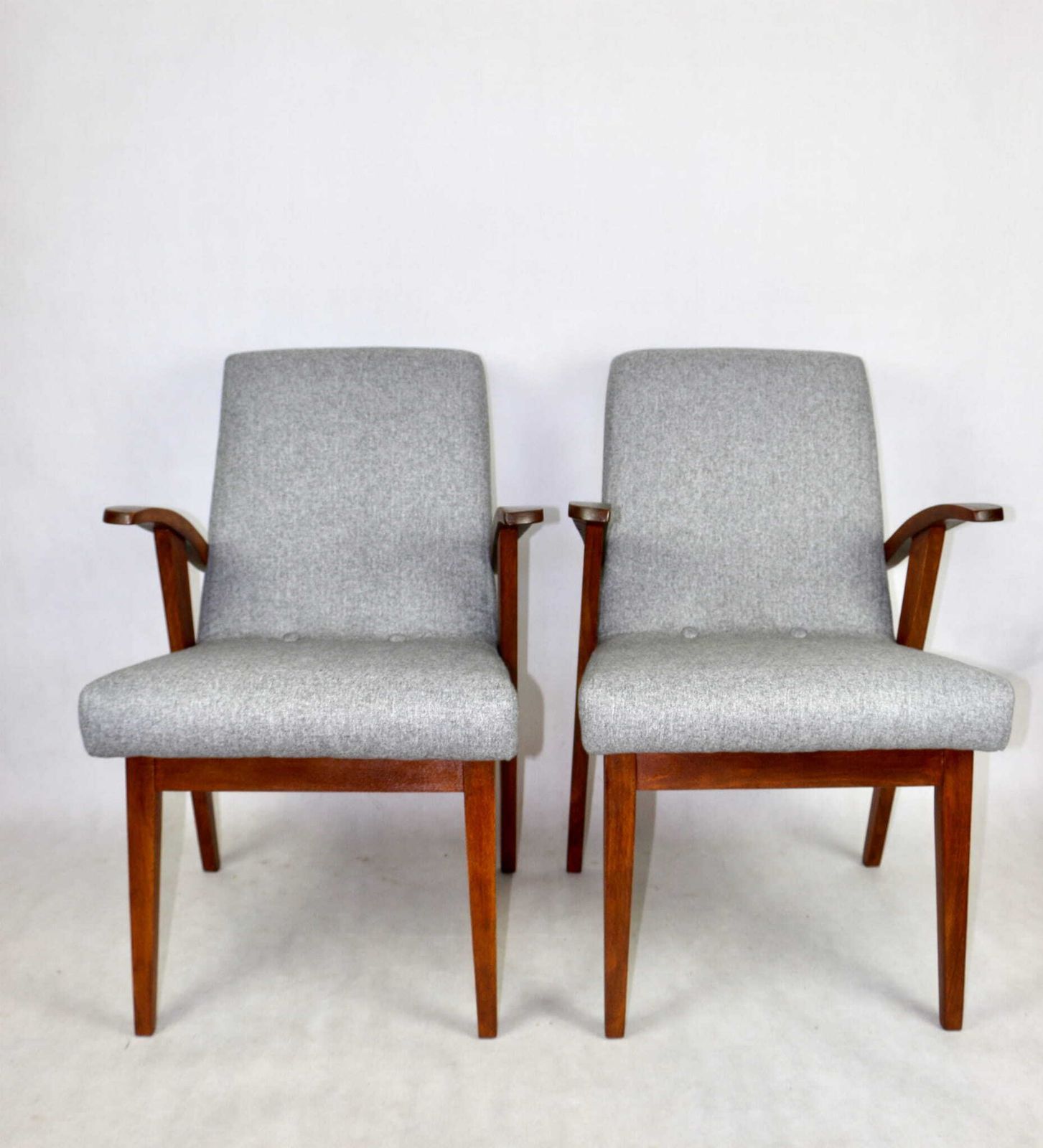 Set Of 4 Vintage Armchairs 300 123, Designed By Projekt M. Puchała   Grey Herringbone photo furniture