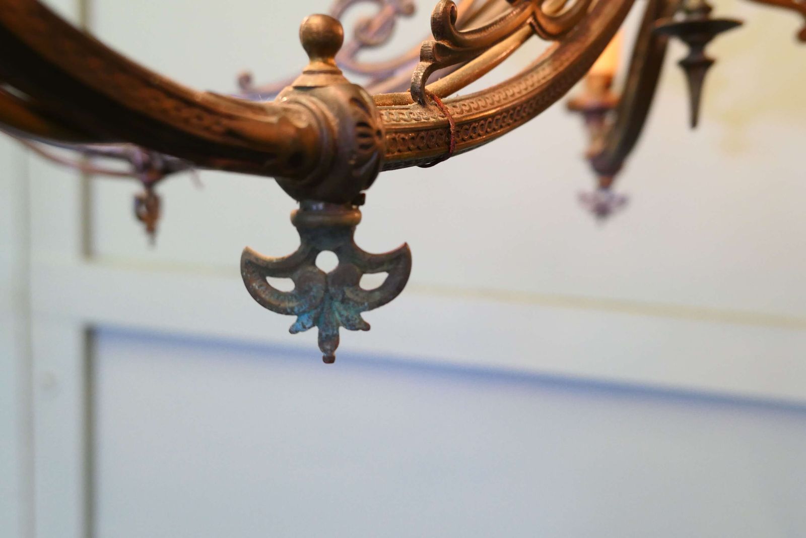 Gothic Gilded Brass 5 Branch Chandelier photo 1800.0