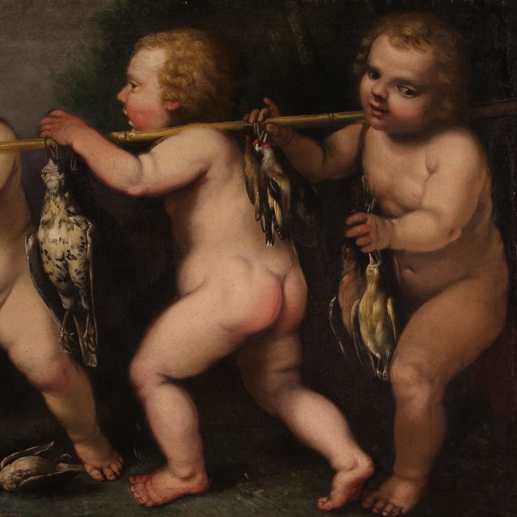 17th Century Rudolphine School Painting, Cherub Games photo Art