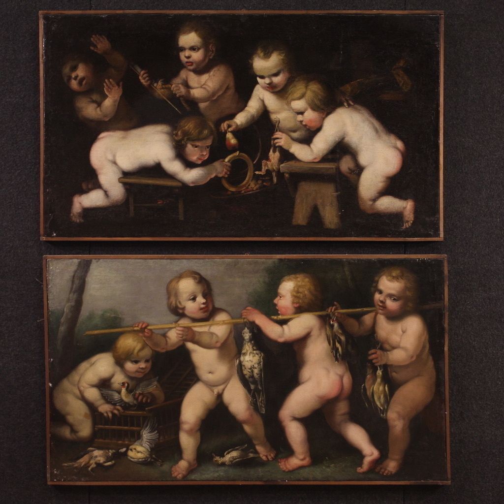 photo for sale 17th Century Rudolphine School Painting, Cherub Games
