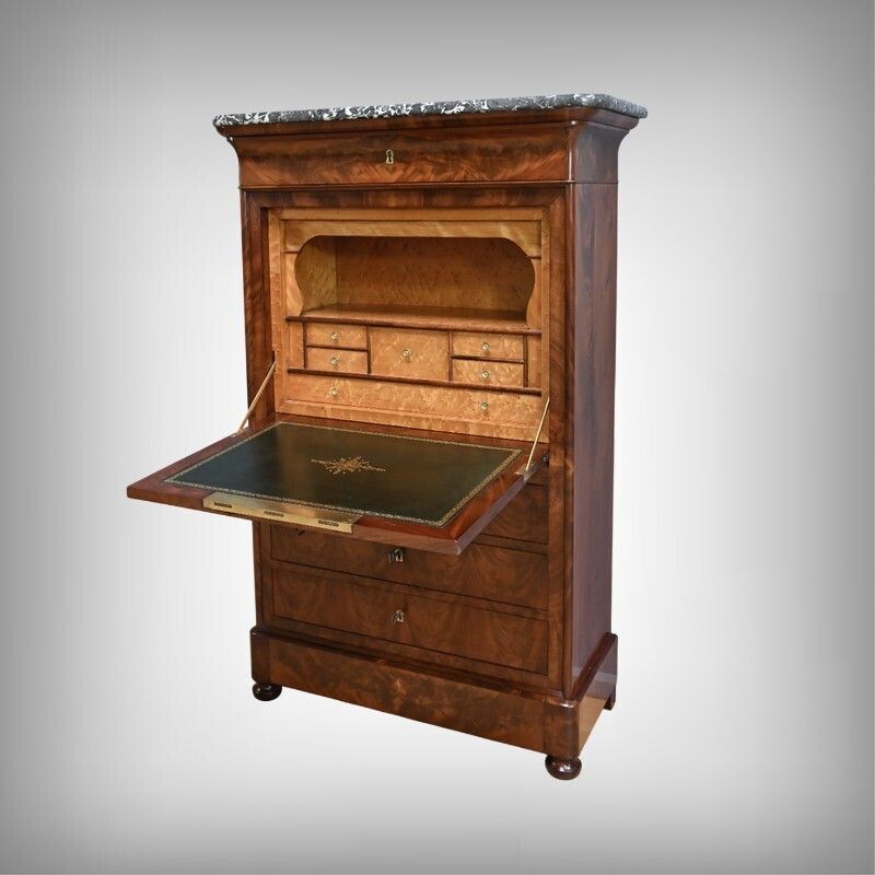Mahogany And Burl Mahogany Secretary, Restoration Period – Part 1 Of The 19th Century