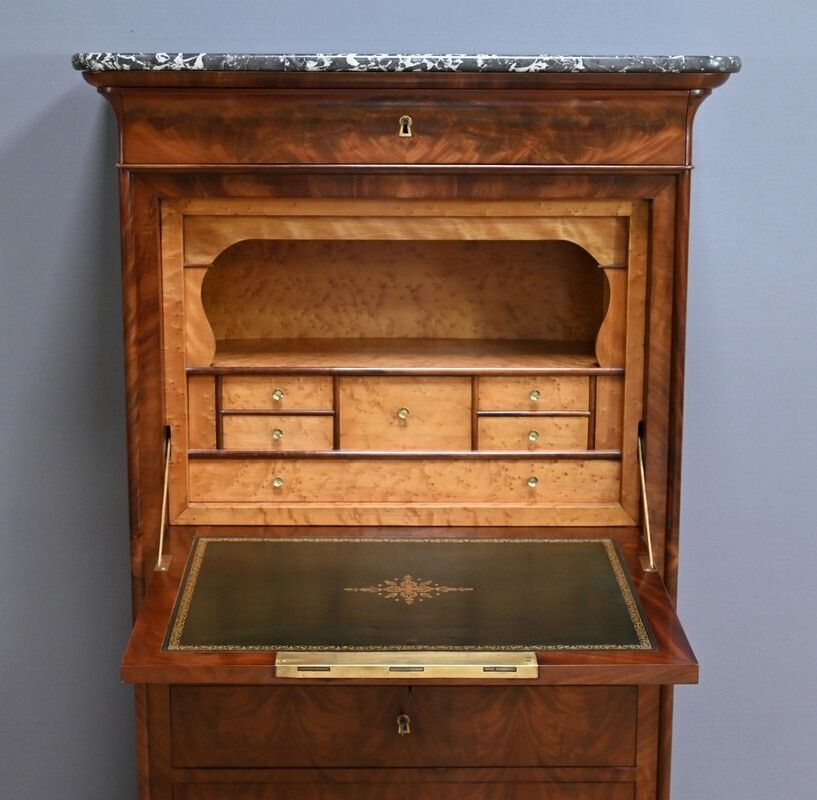 Mahogany And Burl Mahogany Secretary, Restoration Period – Part 1 Of The 19th Century photo buy
