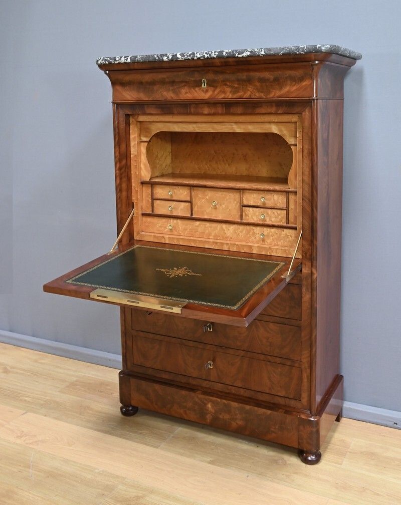 Furniture Mahogany And Burl Mahogany Secretary, Restoration Period – Part 1 Of The 19th Century photo