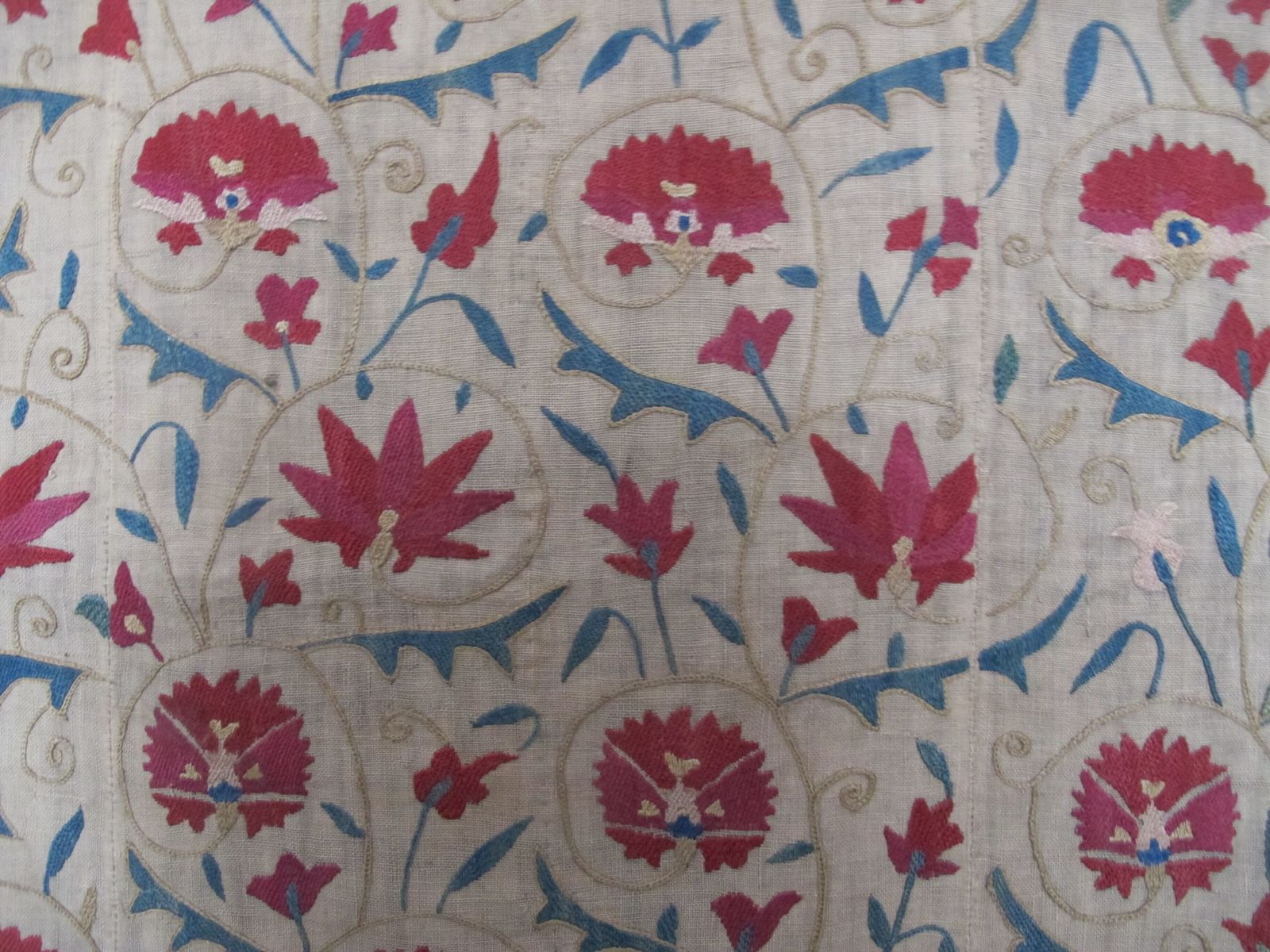 4800.0 Miniature Silk Embroidered Suzani, Uzbekistan, Circa 1850, 1.38m X 1.08m photo