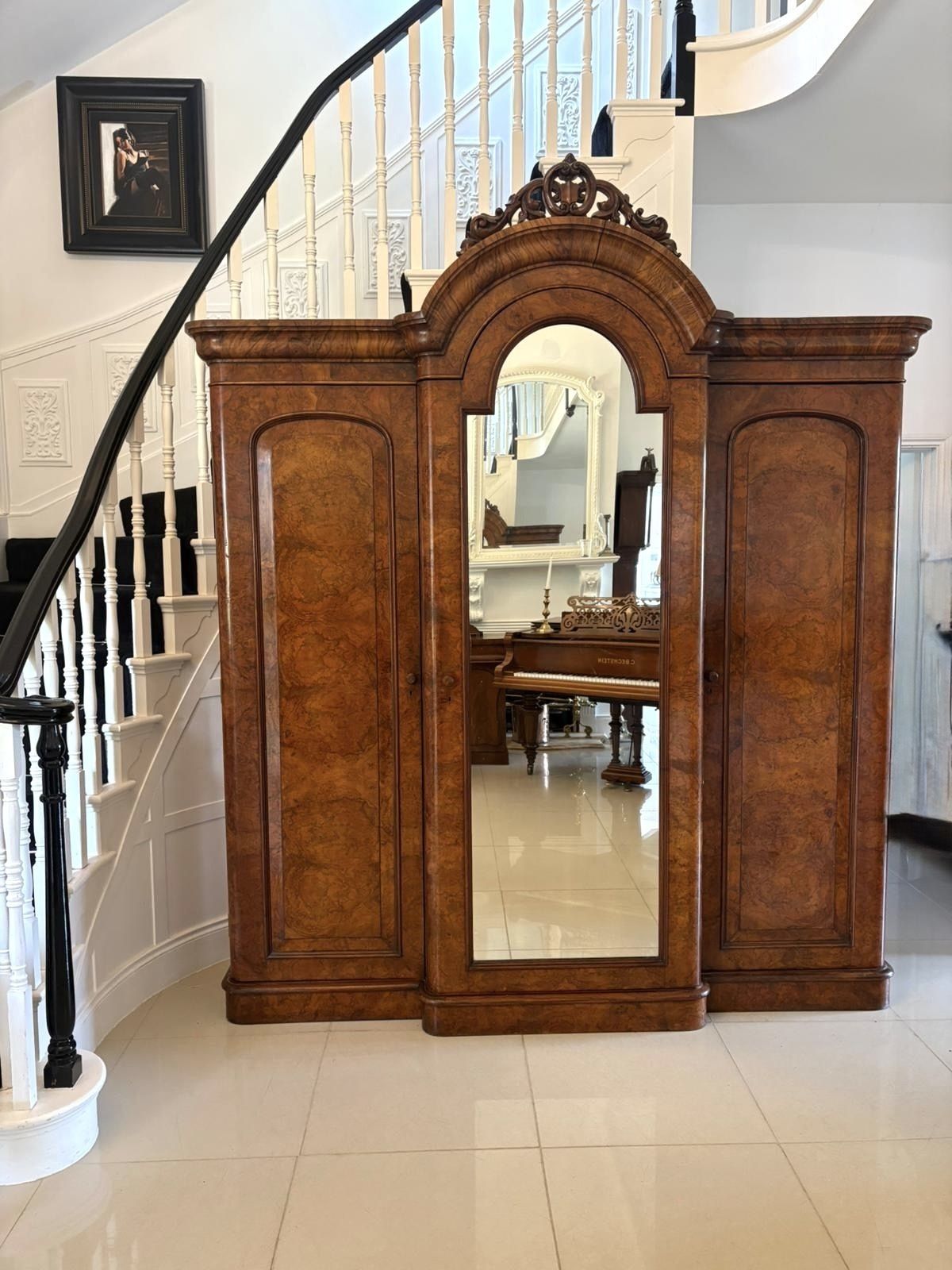 photo furniture Outstanding Quality Large Antique 19th Century Burr Walnut Wardrobe