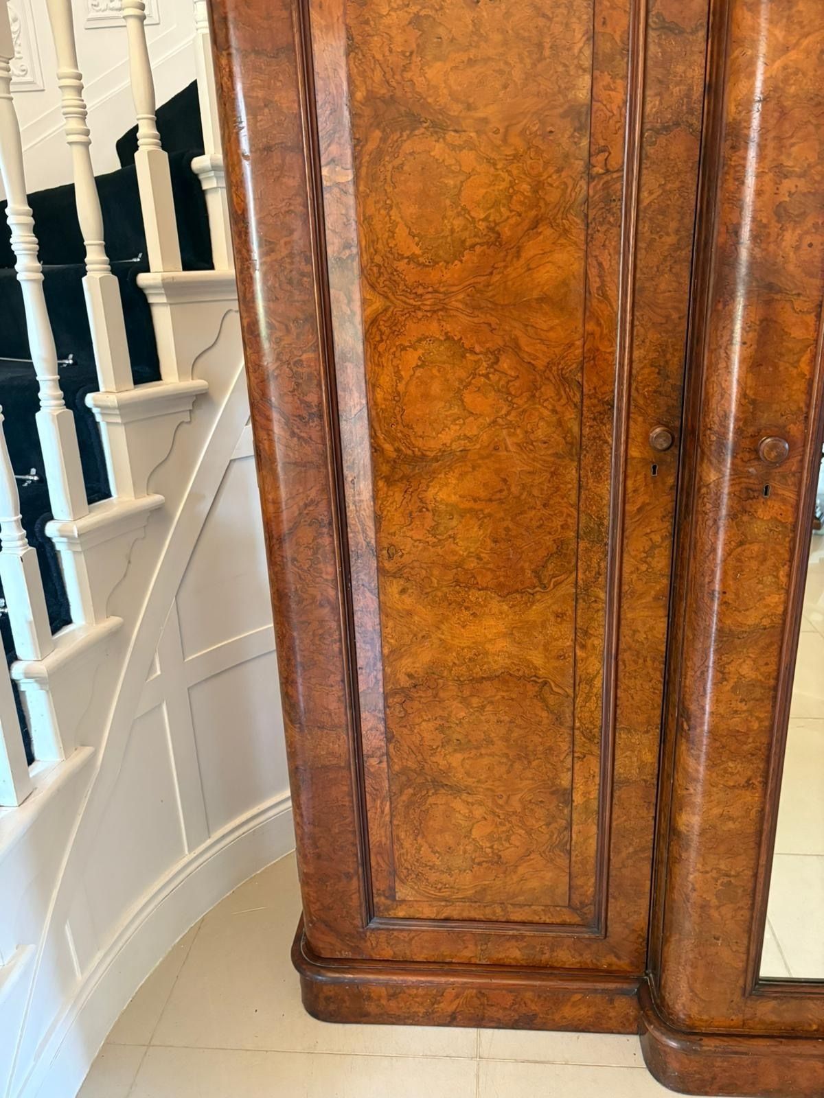 Furniture Outstanding Quality Large Antique 19th Century Burr Walnut Wardrobe photo