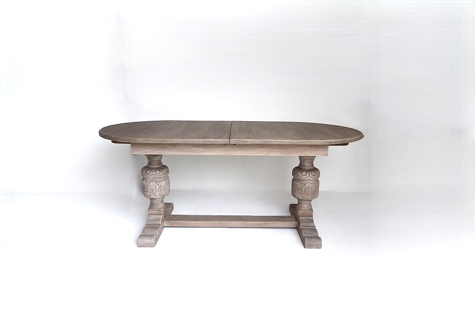 Antique Extending Weathered  Solid Oak Refectory Kitchen Dining Table 227 X 92 X 79 And Six Chairs photo 2450.0
