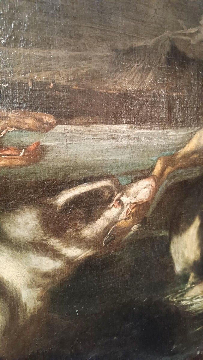 Hunting Scene   Antique Painting From The 17th Century Flemish School photo buy