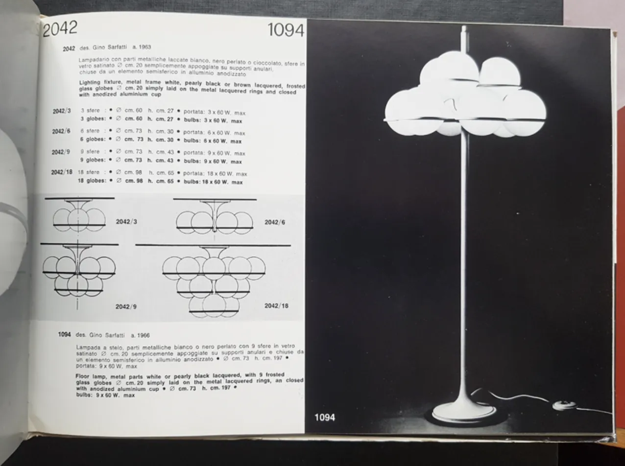 photo buy Brown And Bronze Metal 2042/3 Ceiling Lamp With Sandblasted Glass Shades By Sarfatti For Arteluce, 1963