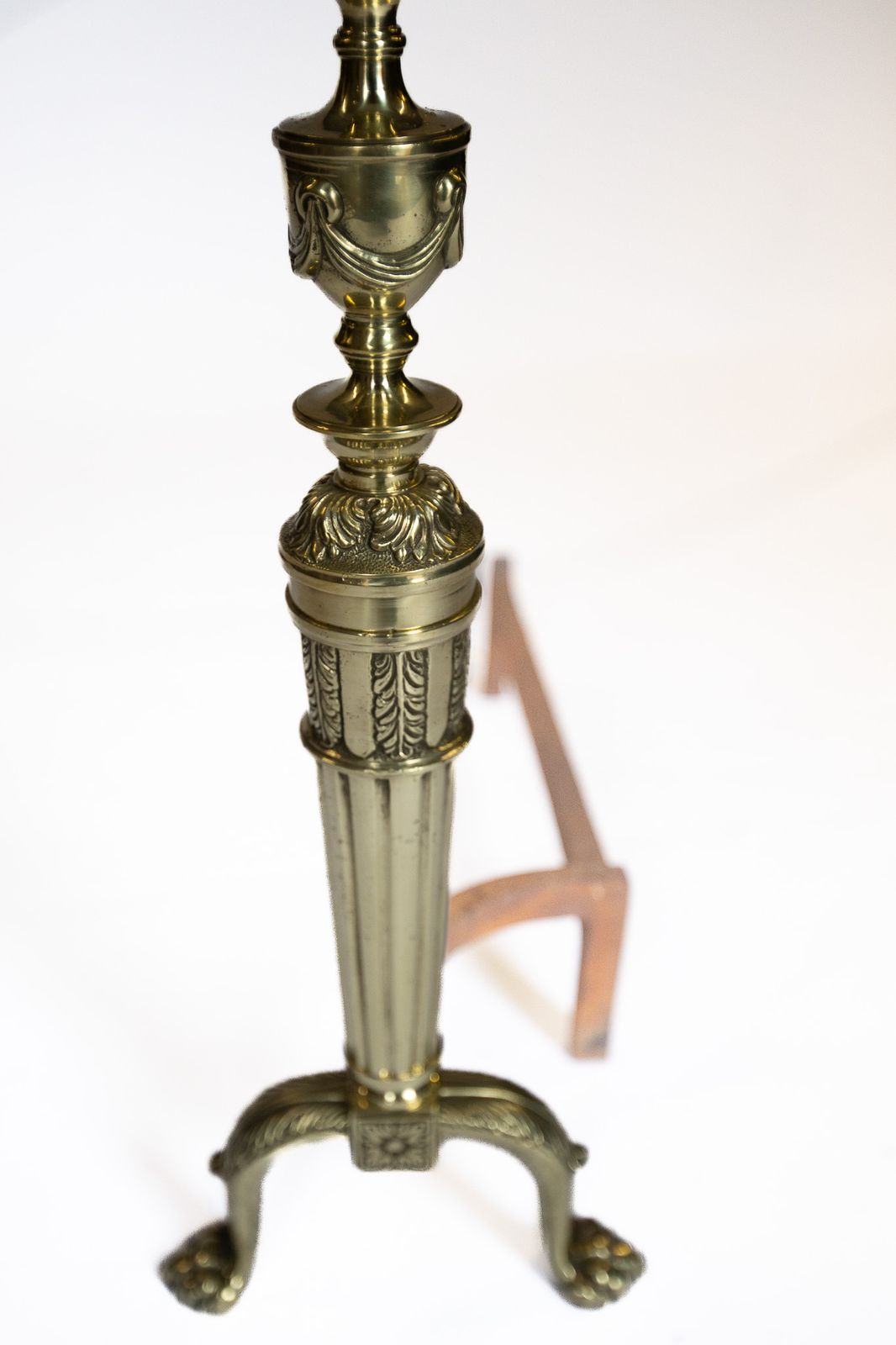 Pair Regency Brass & Iron Fire Dogs / Andirons photo vinterior