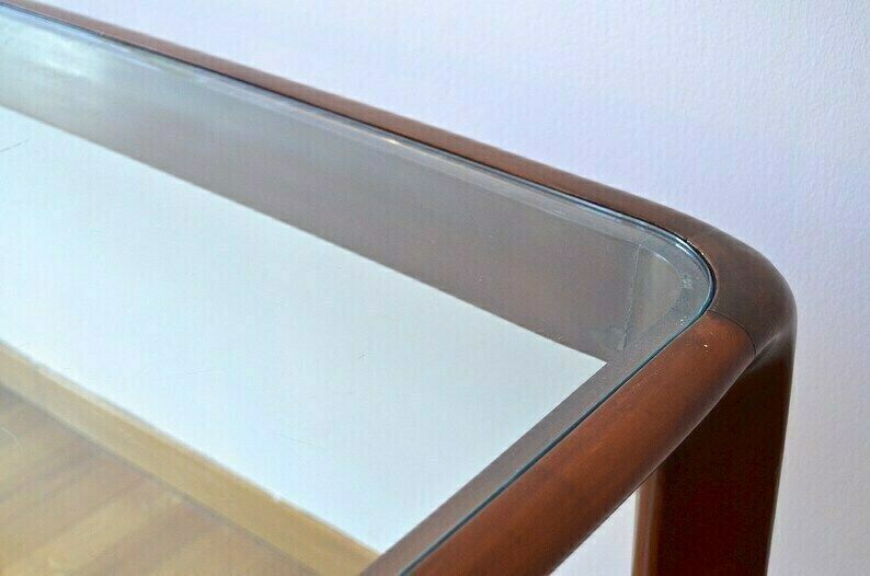 Very Rare Midcentury Italian Dining Table In Wood And Glass By Angelo Mangiarotti For Sorgente Dei Mobili. Delivery. photo buy