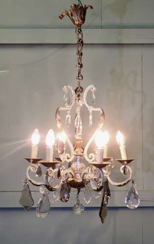 Stunning French Iron And Coloured Glass Chandelier photo 1320.0