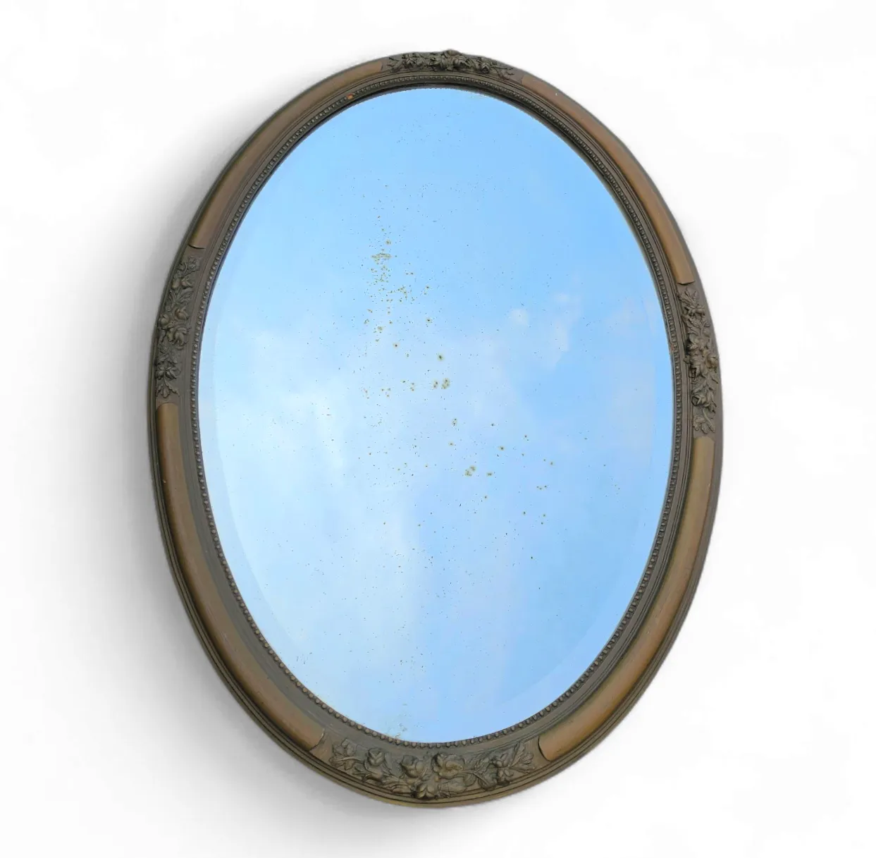 Oval Mirror  Plaster  Wood  1930s  Facet Cut