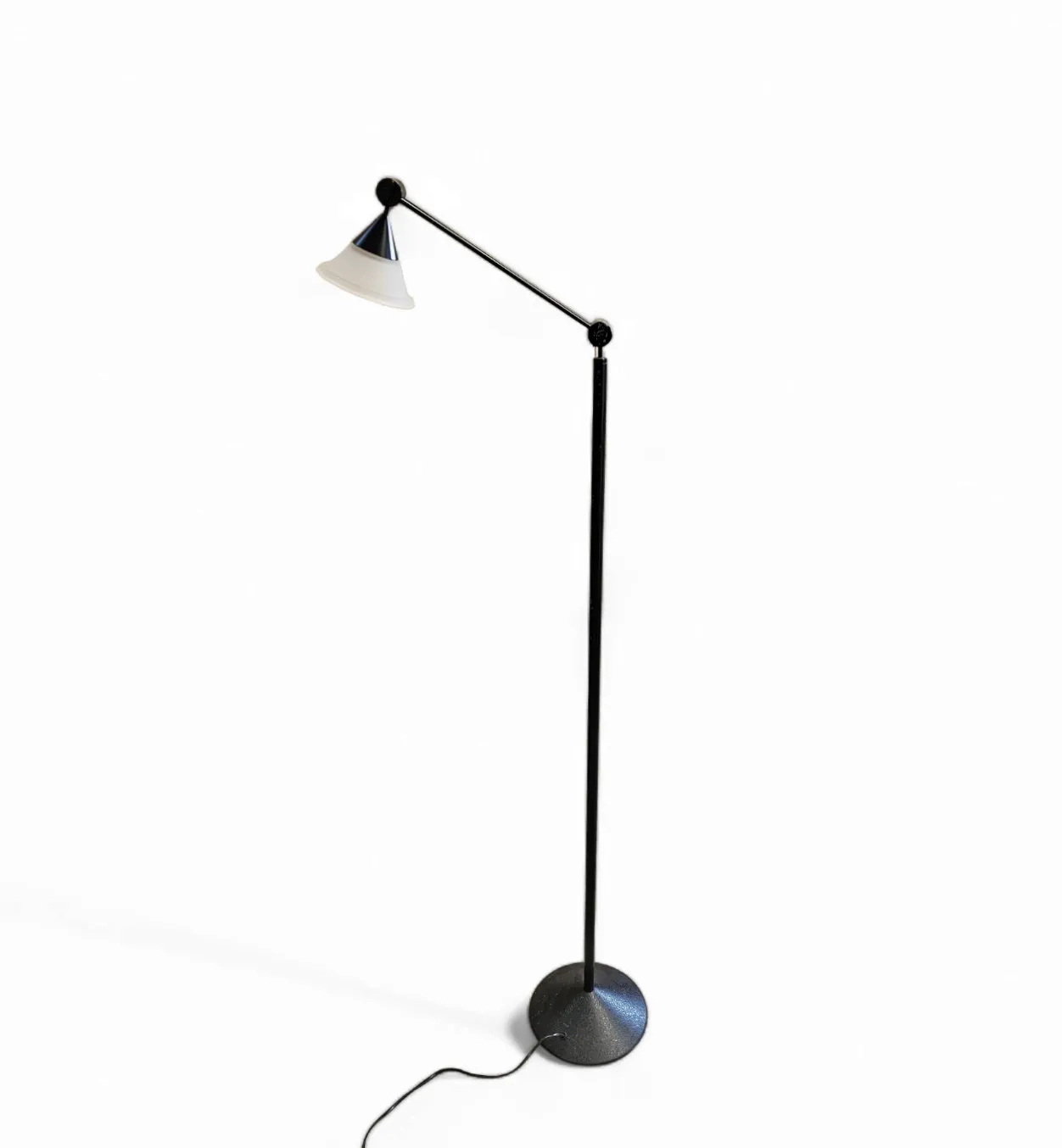 photo furniture Adjustable  Conical Glass And Black Metal Floor Lamp By Tronconi 1970s Italy