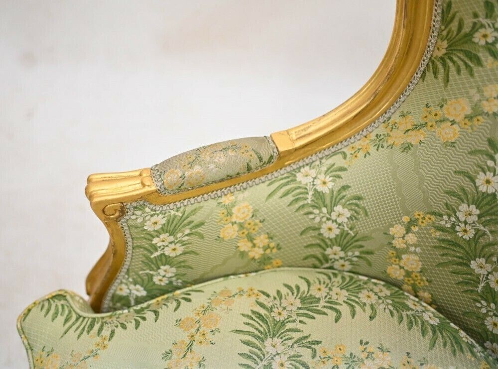 Pair Gilt Arm Chairs French Fauteuils 1920 Tub photo vinterior