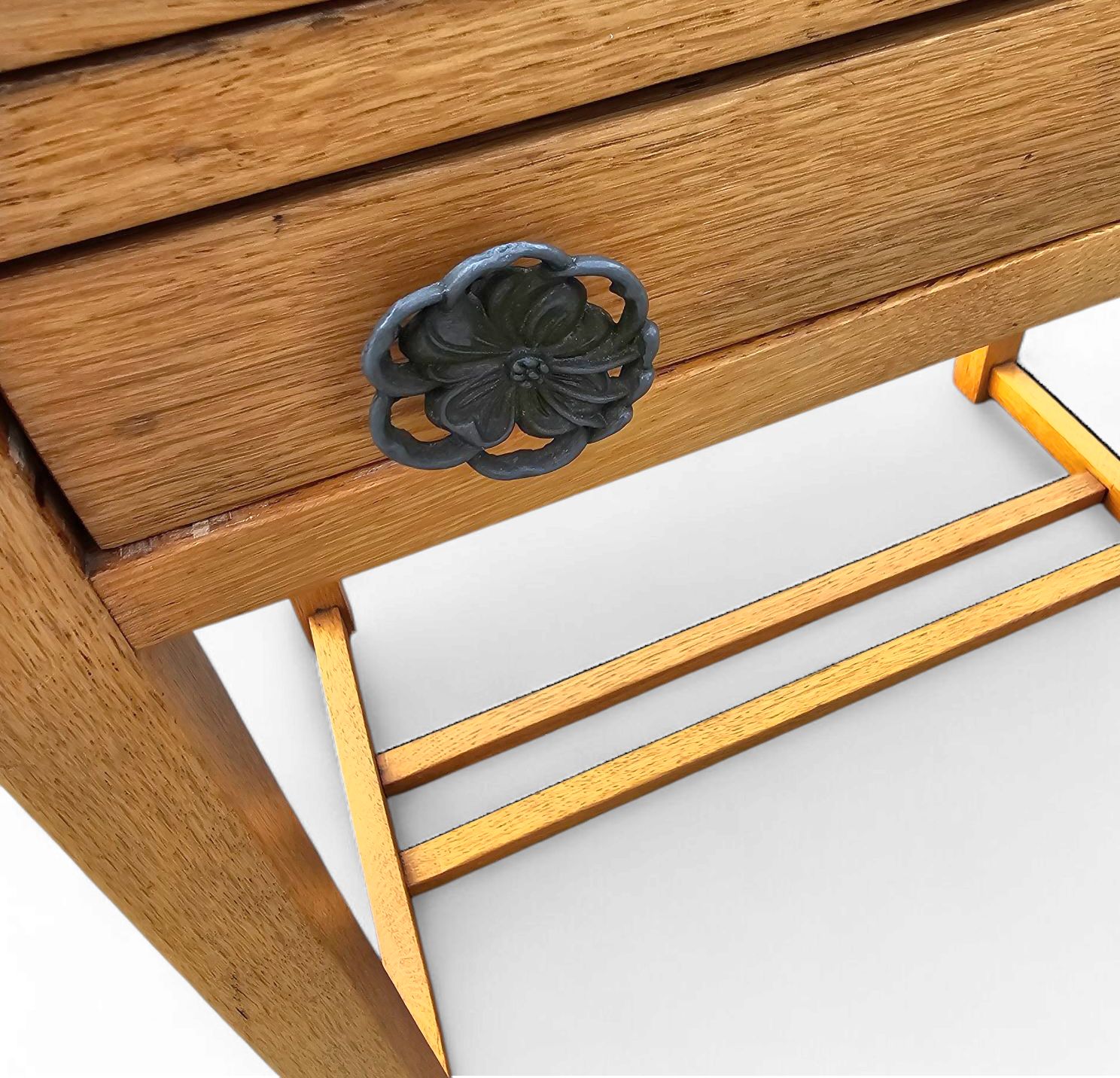 Solid Oak Side Table 1970s, Vintage photo Furniture