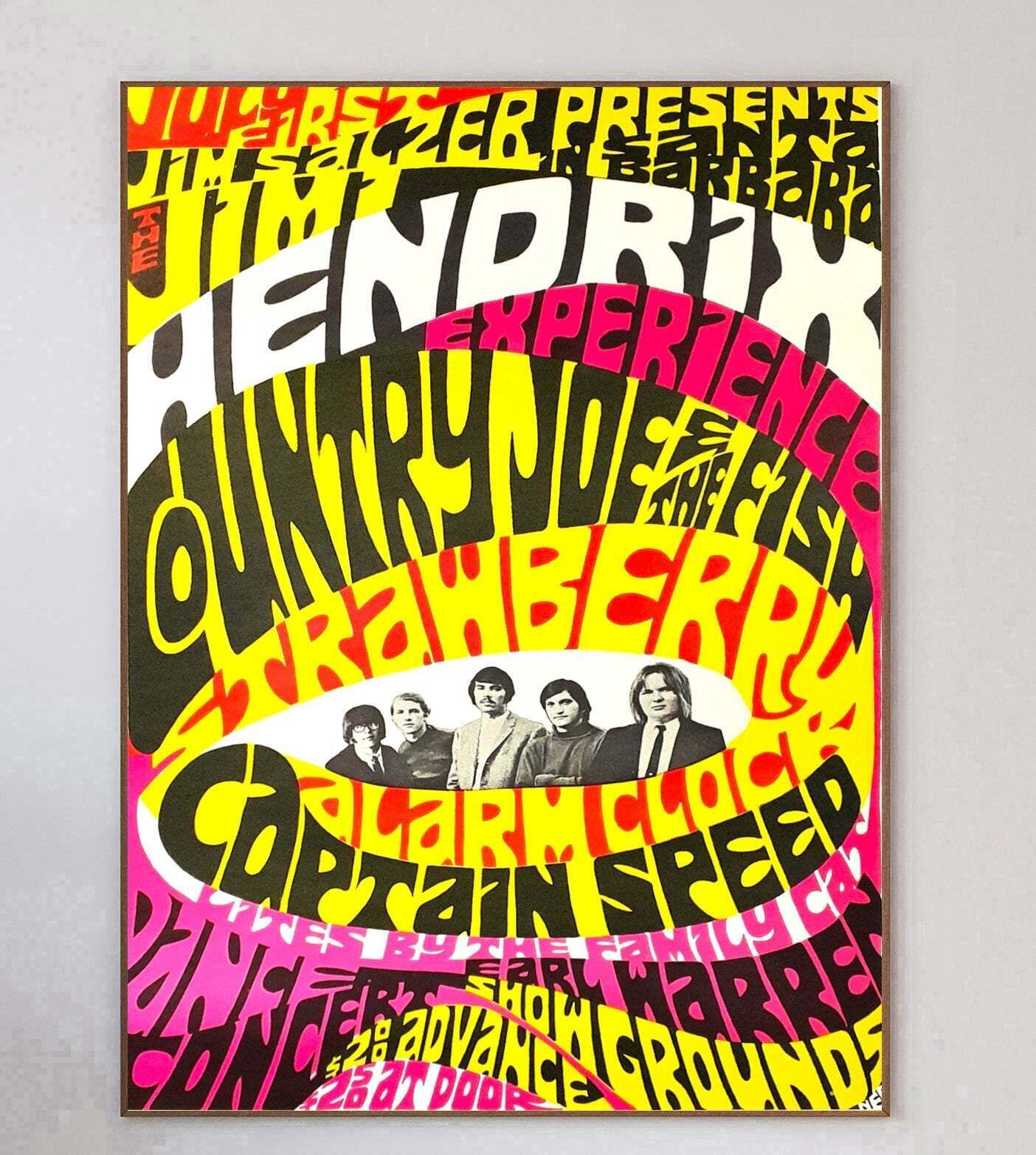 Jimi Hendrix Experience & Country Joe And The Fish   Santa Barbara Original Vintage Poster photo 348.0