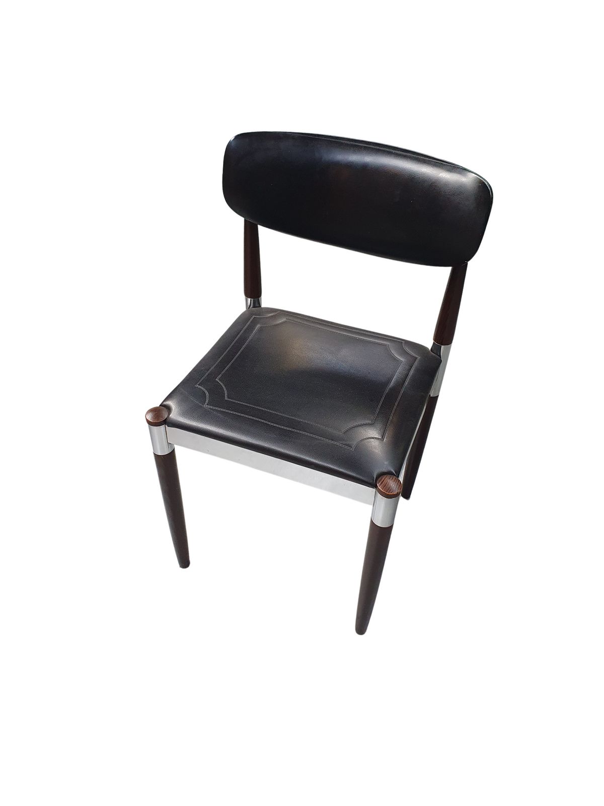 4 X Retro Dining Chair Chrome, Wood ,Vinyl. Very Good Condition. photo 844.0