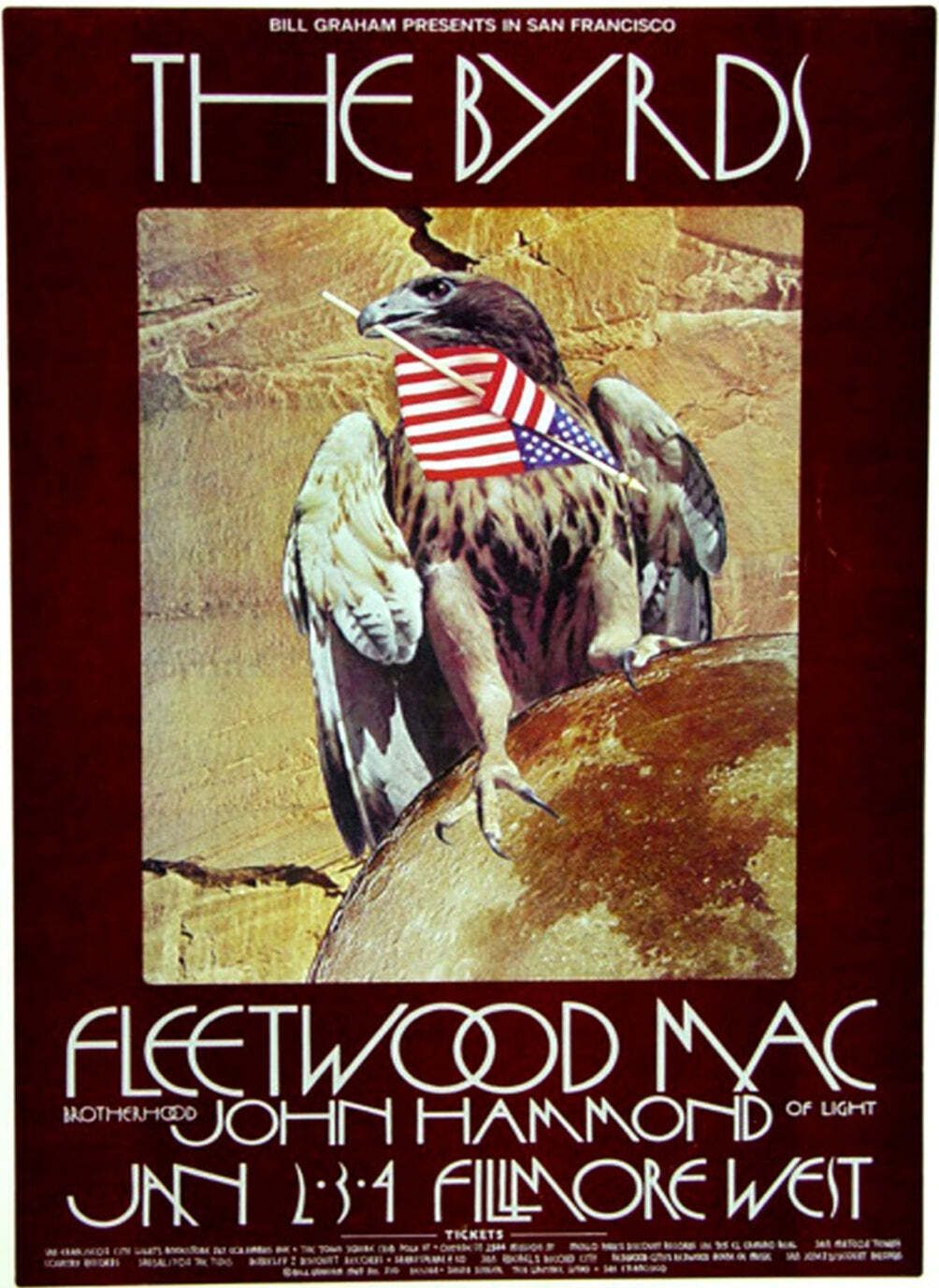 The Byrds & Fleetwood Mac   Fillmore West" Original Vintage Poster"