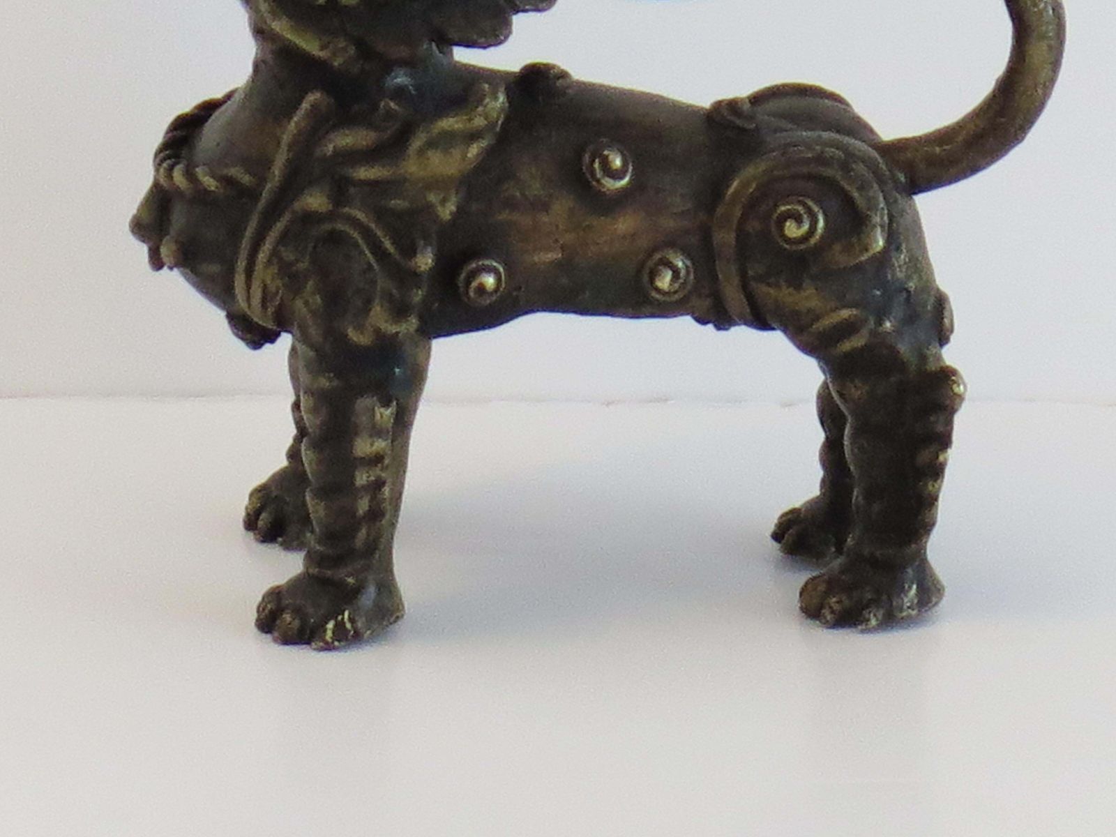 photo furniture Antique Chinese Bronze Foo Dog Sculpture With Good Detail, Qing 19th Century