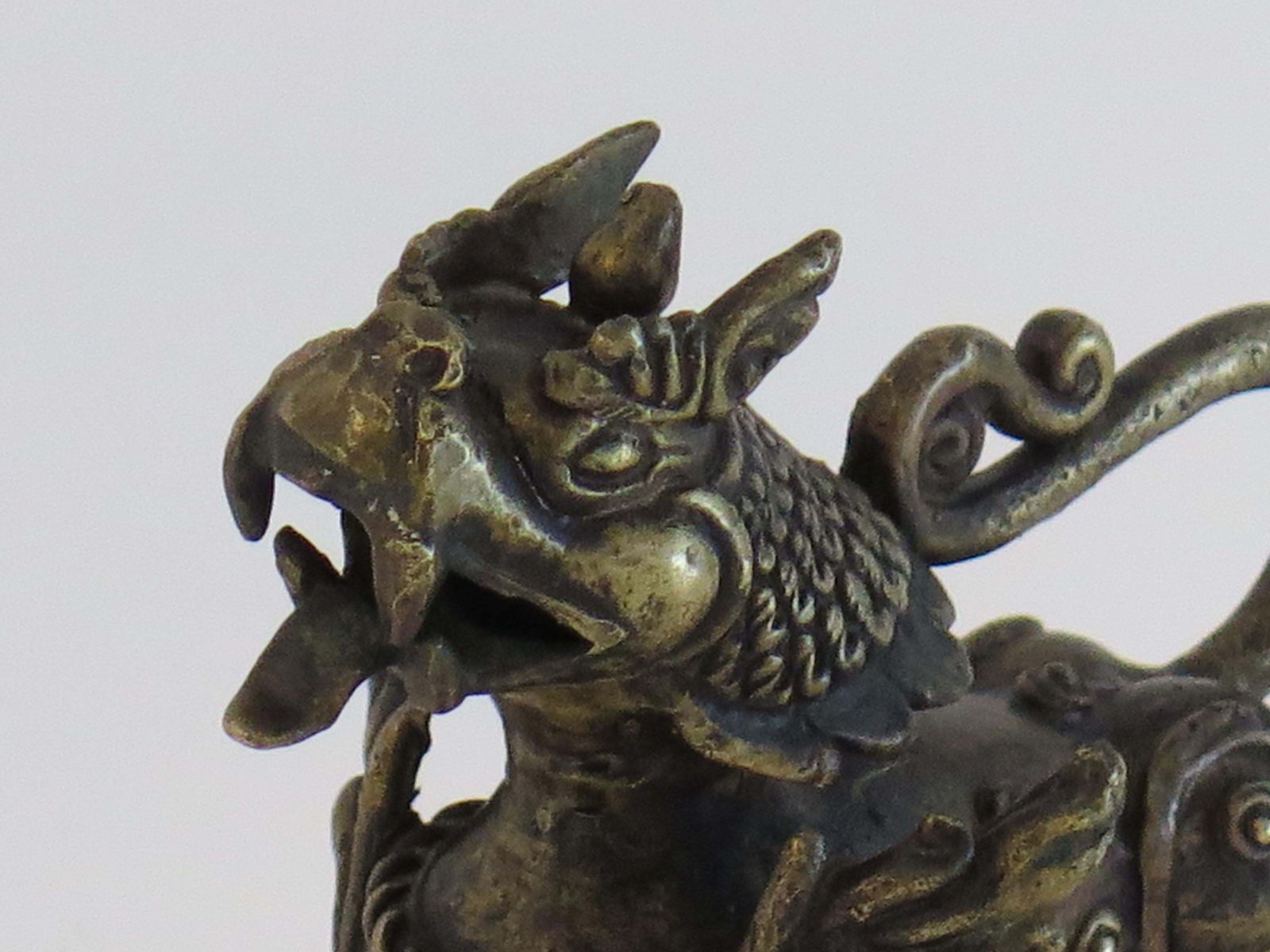 Art Antique Chinese Bronze Foo Dog Sculpture With Good Detail, Qing 19th Century photo
