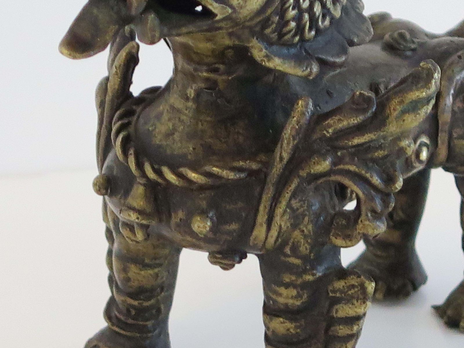 395.0 Antique Chinese Bronze Foo Dog Sculpture With Good Detail, Qing 19th Century photo