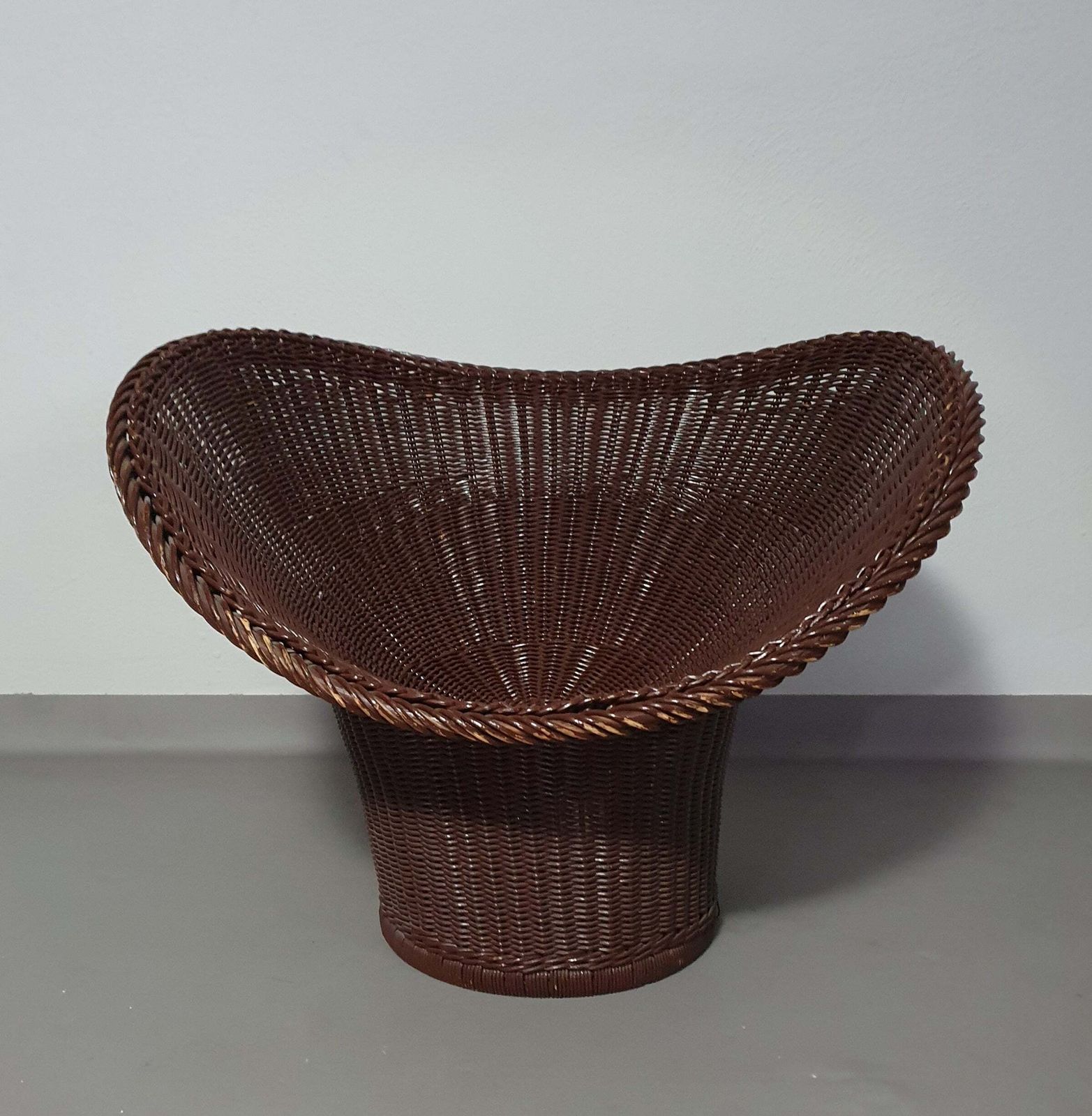 Authentic, Very Rare Wicker Chair, Model E20 Designed In 1957 By Egon Eiermann And Produced By Heinrich Murmann. With Traces Of Use.