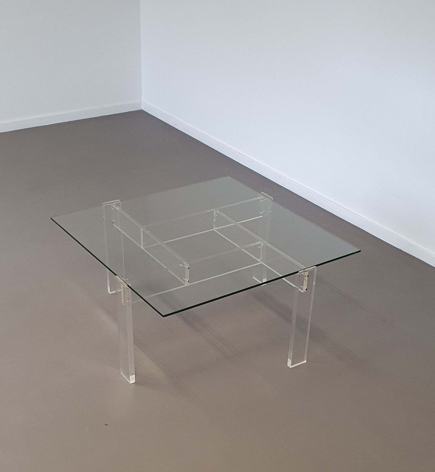 Vintage Coffee Table Made By De Swart. Made Of Acrylic Glass With A Glass Top photo for sale