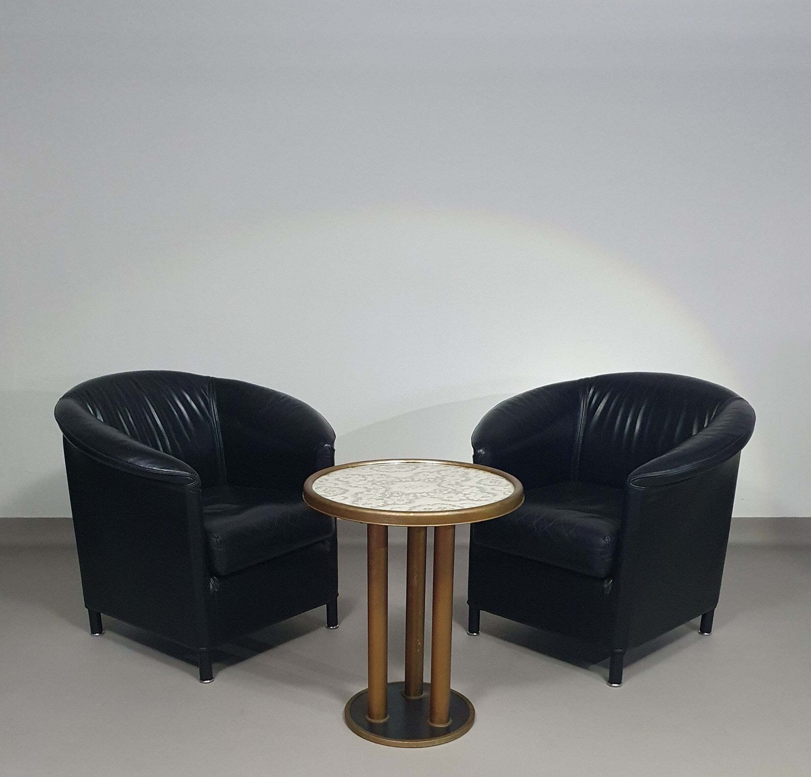 Aura Chairs / Black Leather By Paolo Piva For Wittmann 1980