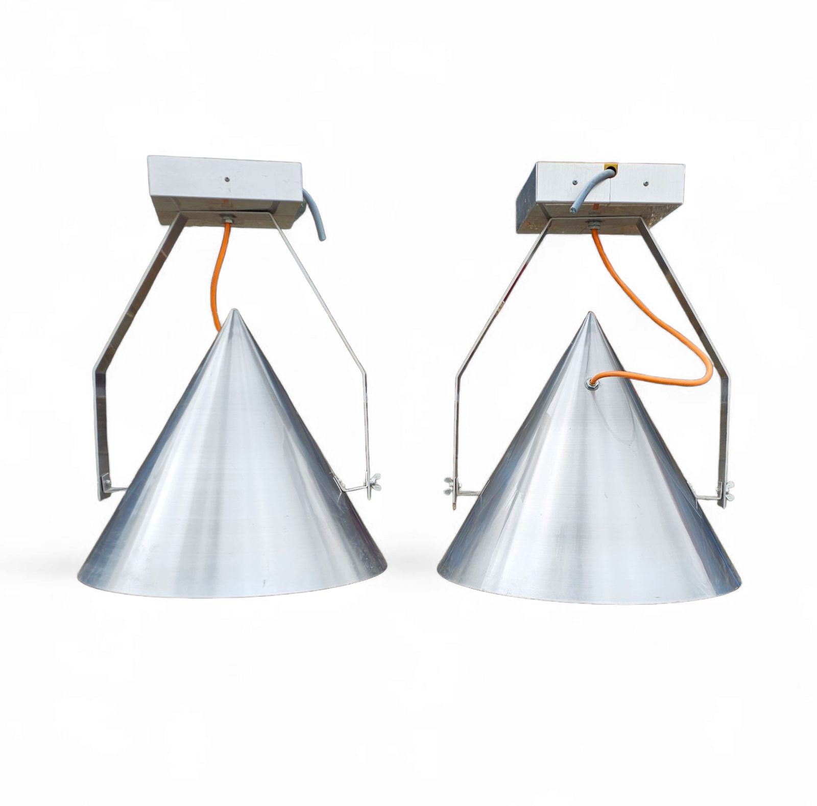 1478.0 A Pair Of Modern / Aluminum / Large / Conical / Industrial Style Lamps / Designed For Ceiling Or Wall photo