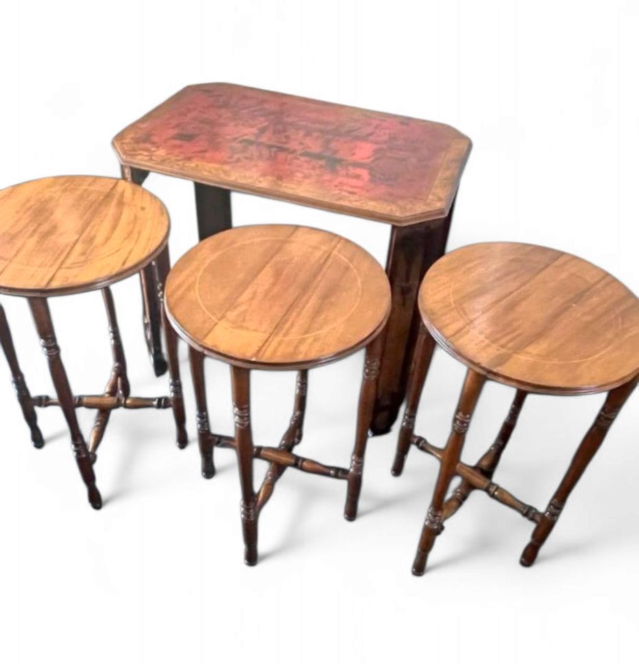 Art Deco / Nesting Table 3 X / Attributed To Maison Franck / Inlaid Tortoiseshell Top / 1920 photo for sale